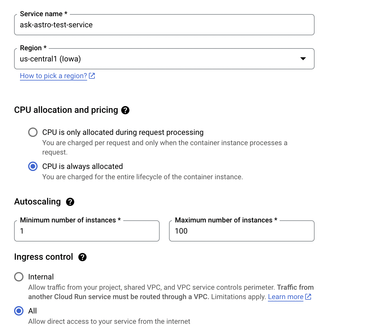 create cloud build config