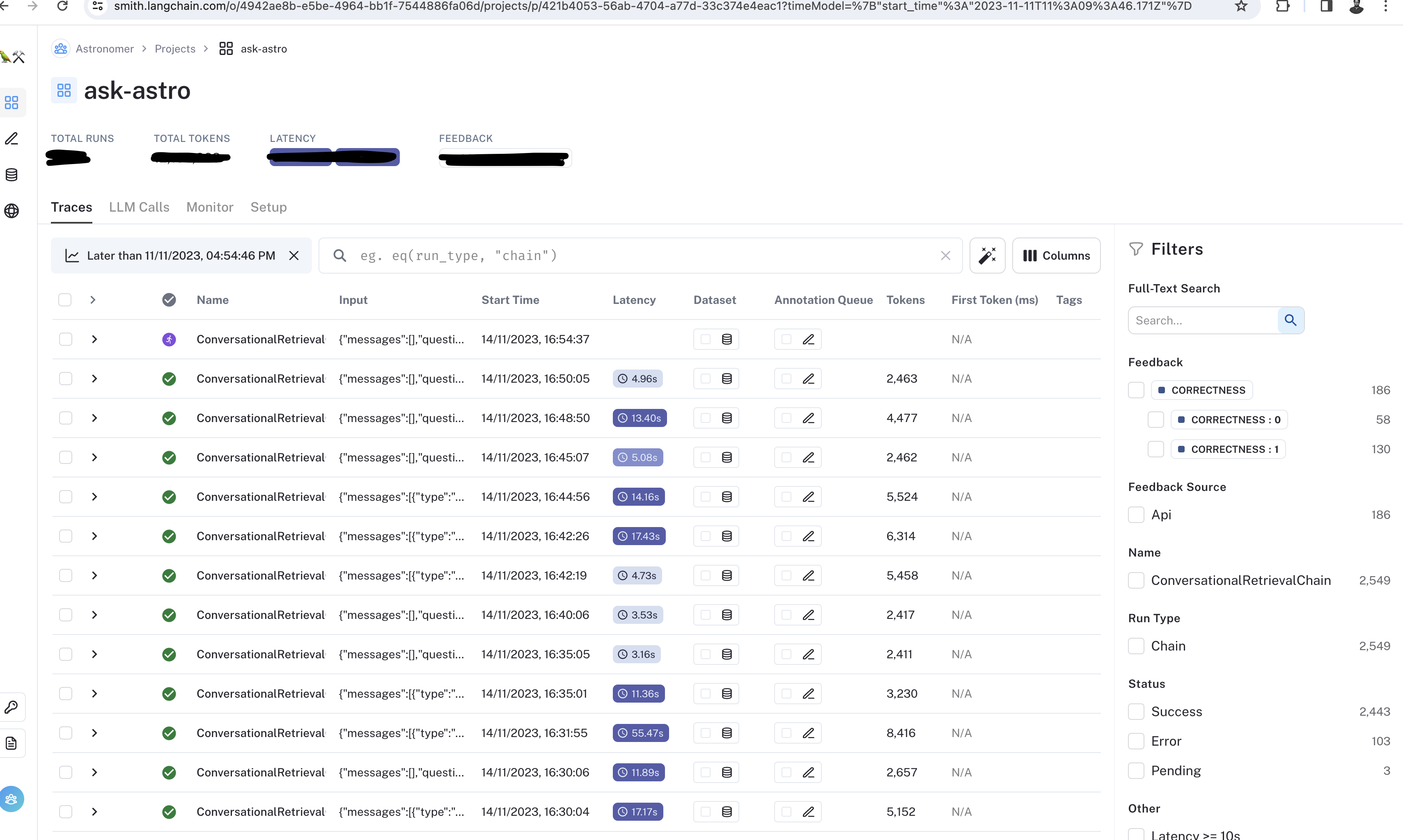 langsmith dashboard